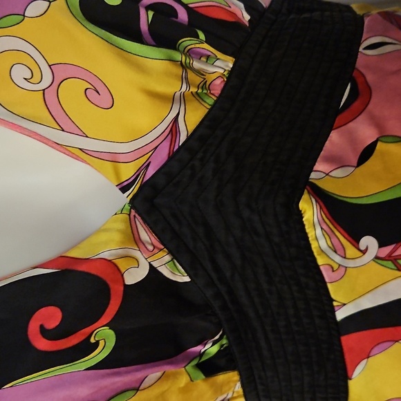 Vtg ROBBIE BEE Vibrant Multicolor Floral Mod Satin Halter Silk Dress - Picture 8 of 12